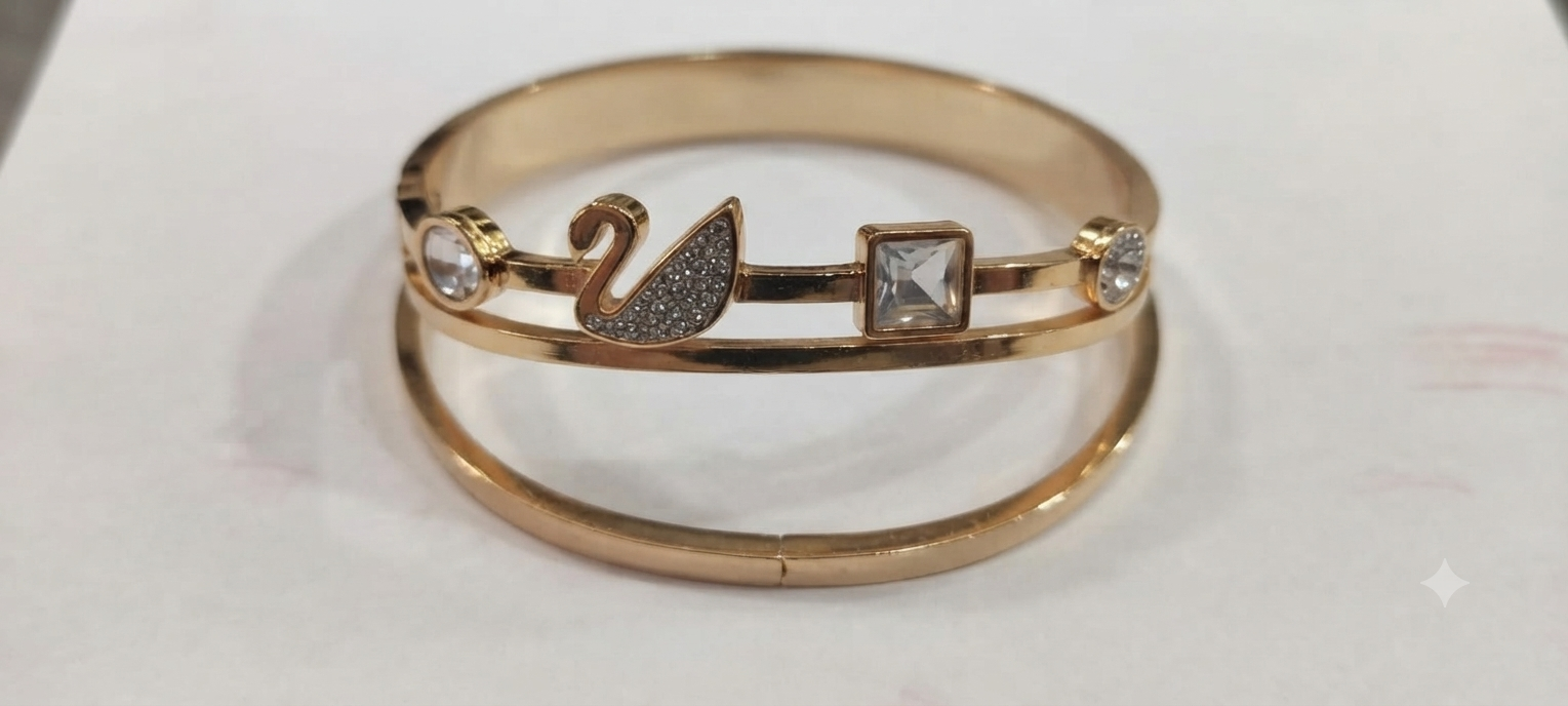 Swan and Geometric Stone Bangle