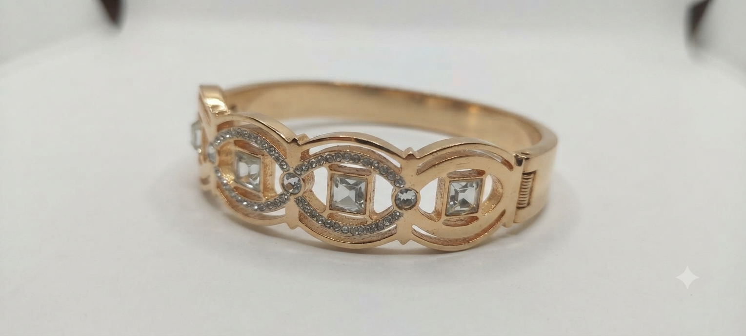 Ornate Oval and Crystal Bangle