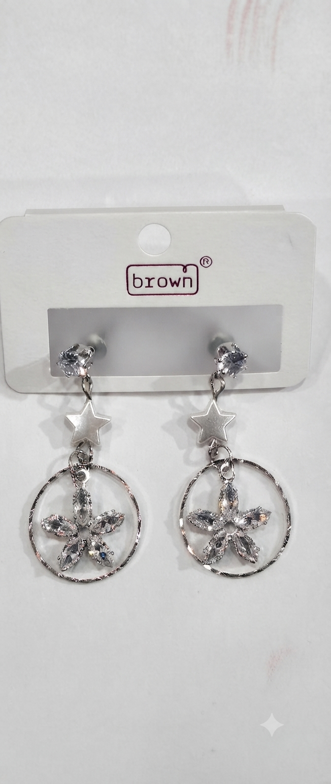 Silver Flower & Star Dangle