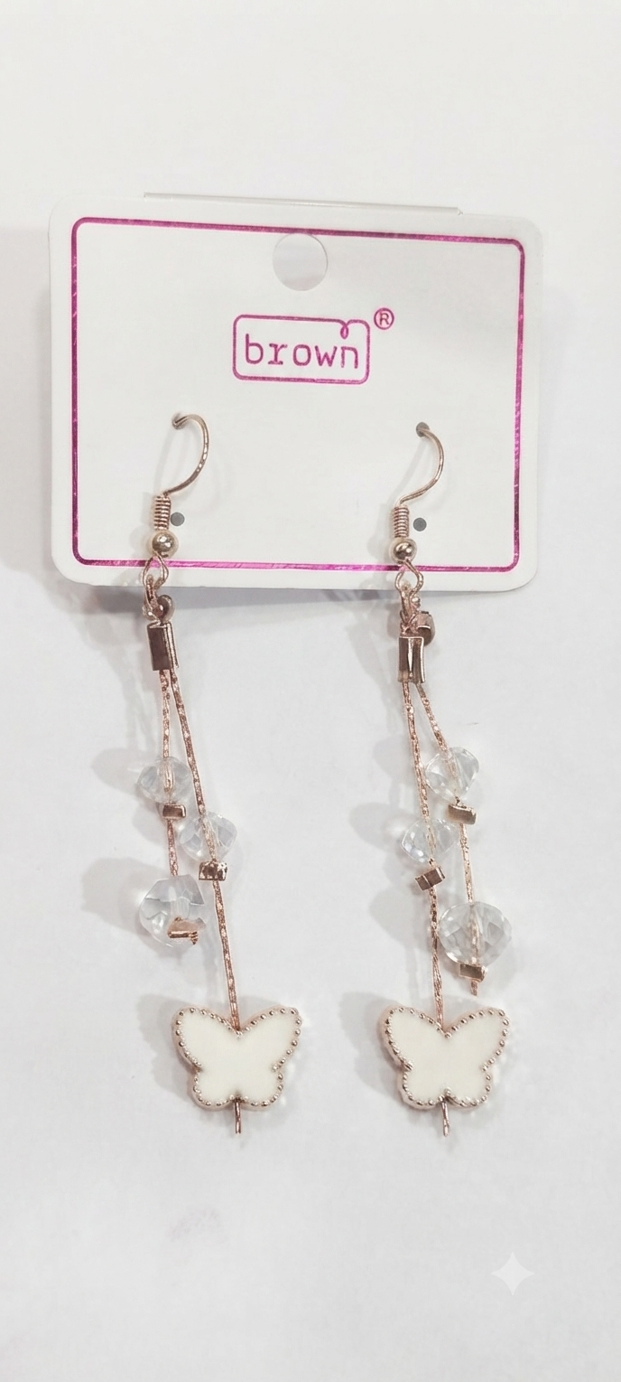 Rose Gold Butterfly & Crystal Dangle