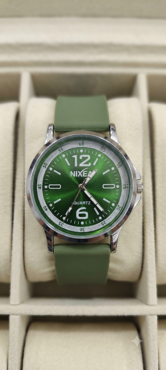NIXEAM Green Sunburst Dial Quartz Watch