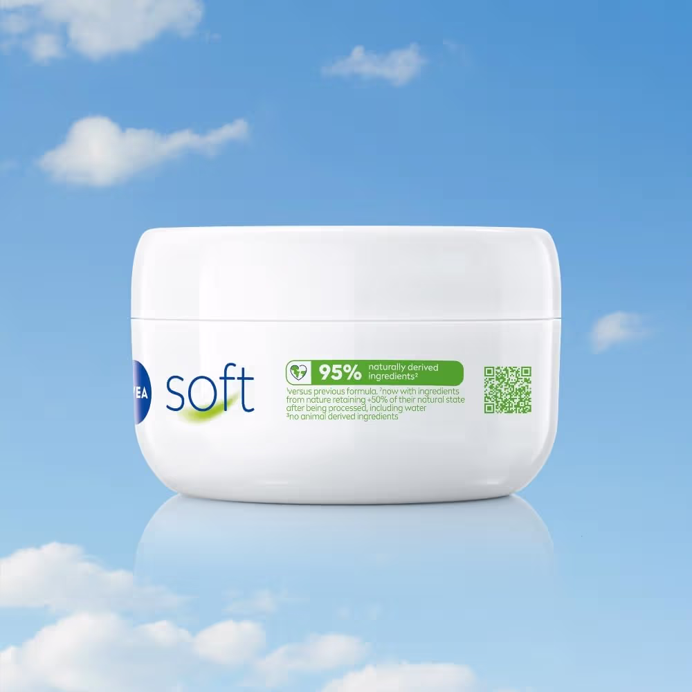 NIVEA Soft Moisturizing Cream, Lightweight Non-Sticky Daily Moisturizer with 72Hr Hydration, Vitamin E & Jojoba Oil | Hydrating Face, Body & Hand Cream for Dry to Normal Skin | Soft Glowing Skin