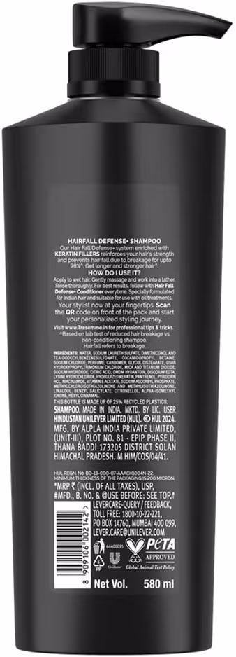 Tresemme Hair Fall Defence Shampoo|| For Strong Hair|| With Keratin Protein|| Prevent Hair Fall due to Breakage|| 500 ml