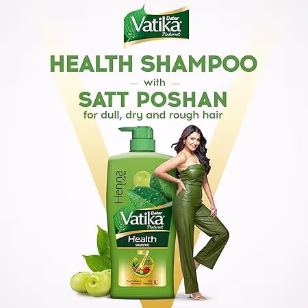 Dabur Vatika Health Shampoo - 1 L | With Henna & Amla | For Strong, Problem-Free Hair