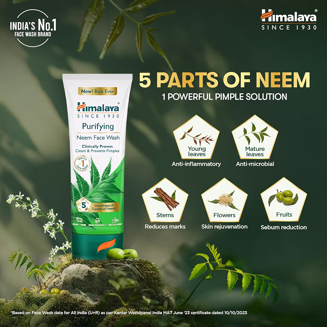 Himalaya Purifying Neem Face Wash|Clears and Prevents Pimples & Acne|Made with 5 parts of Neem|New & Best Ever clinically Proven formula|Gently Cleanses|For men and women|50 mlHimalaya Purifying Neem Face Wash|Clears and Prevents Pimples & Acne|Made with 5 parts of Neem|New & Bes…