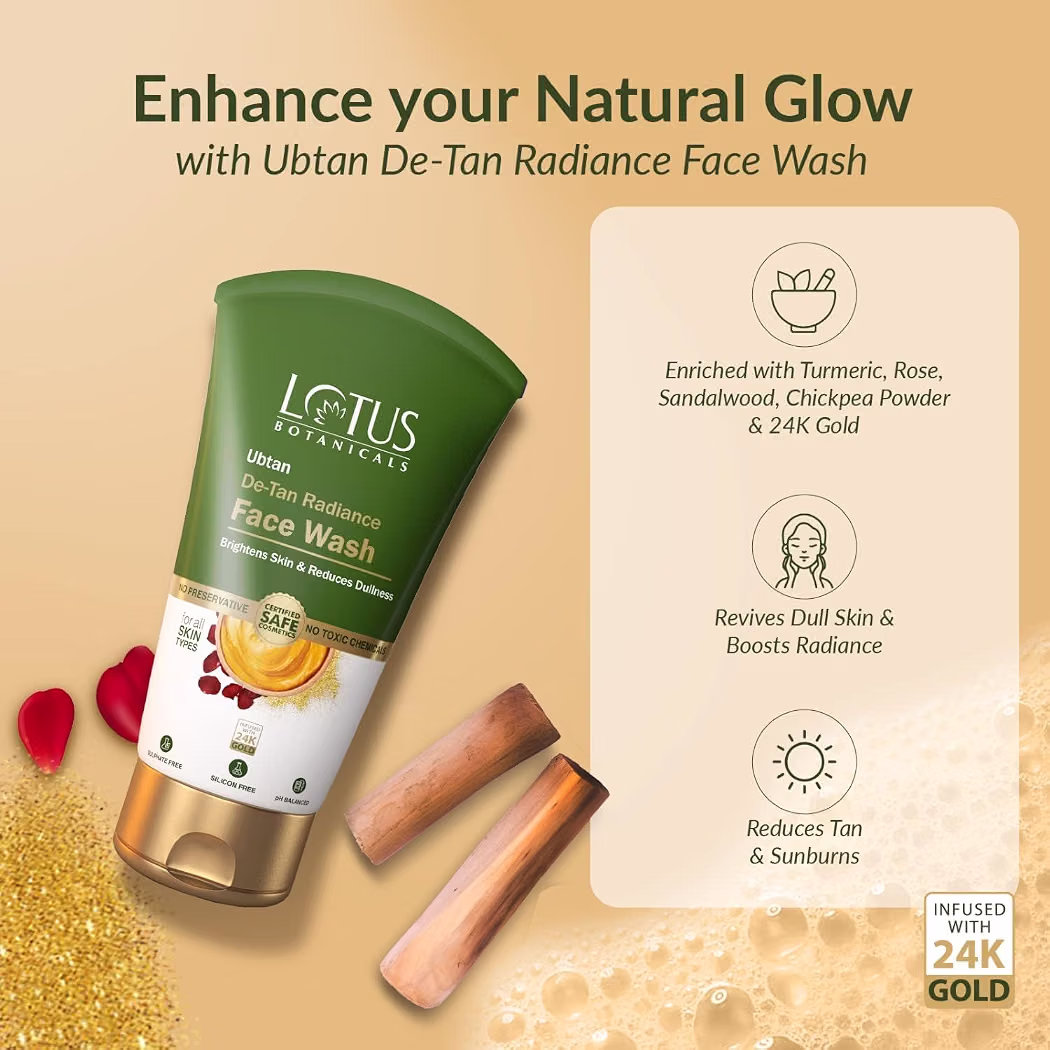 Lotus Botanicals Ubtan De-Tan Radiance Face Wash (100ml * 2 pc) 40% off