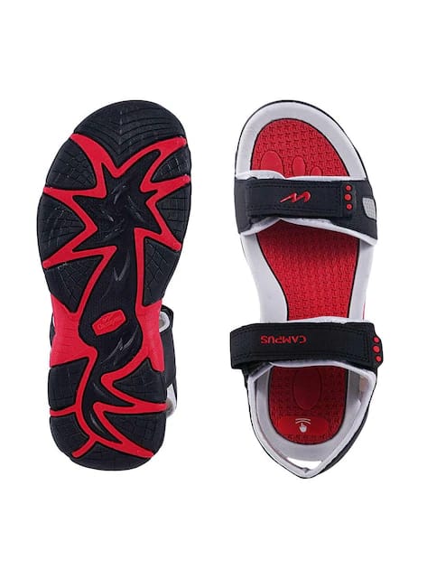 Campus Men's Black & Red Comfortable Sports Sandals