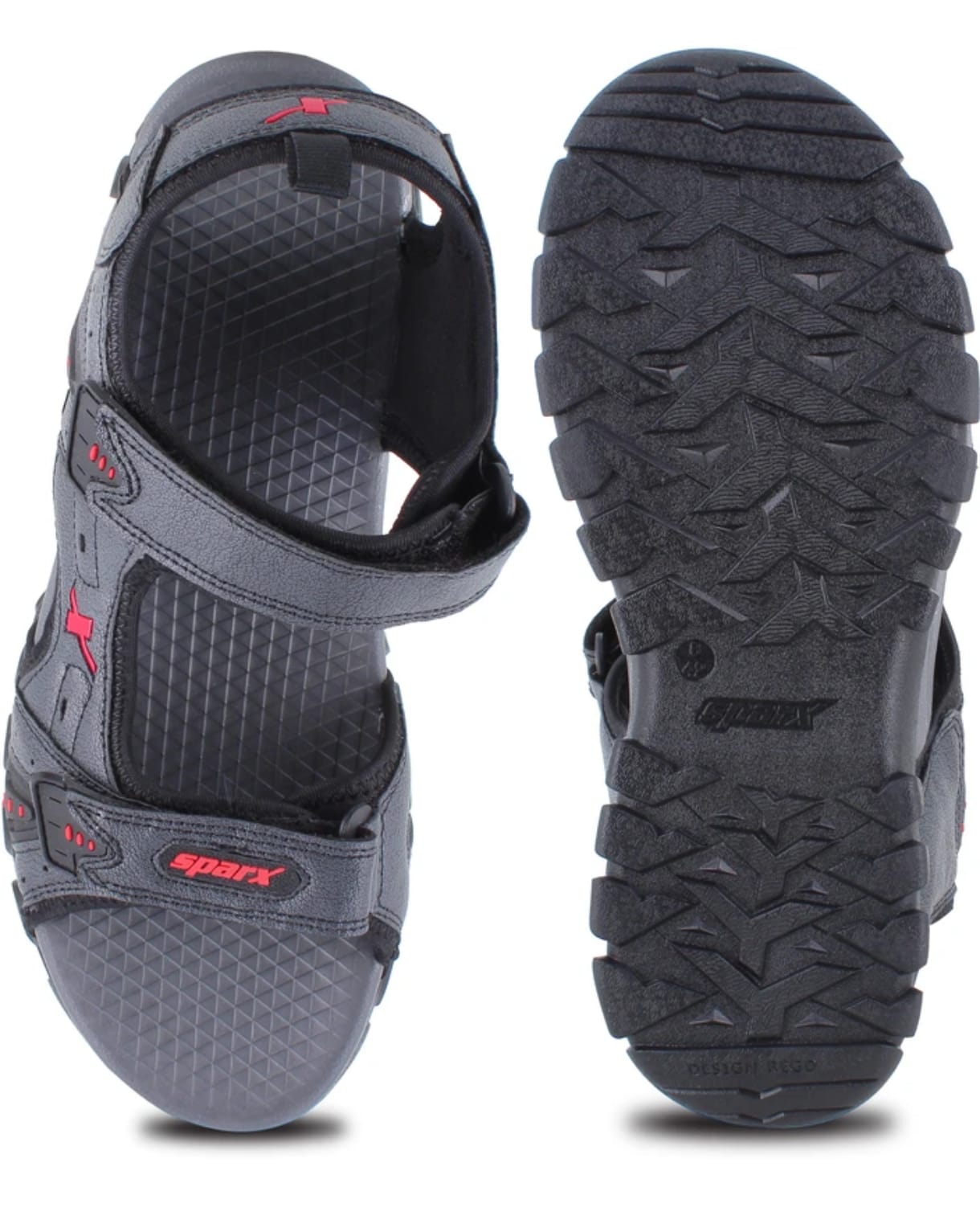 Sparx Men's Dark Grey & Red Rugged Sports Floater Sandals
