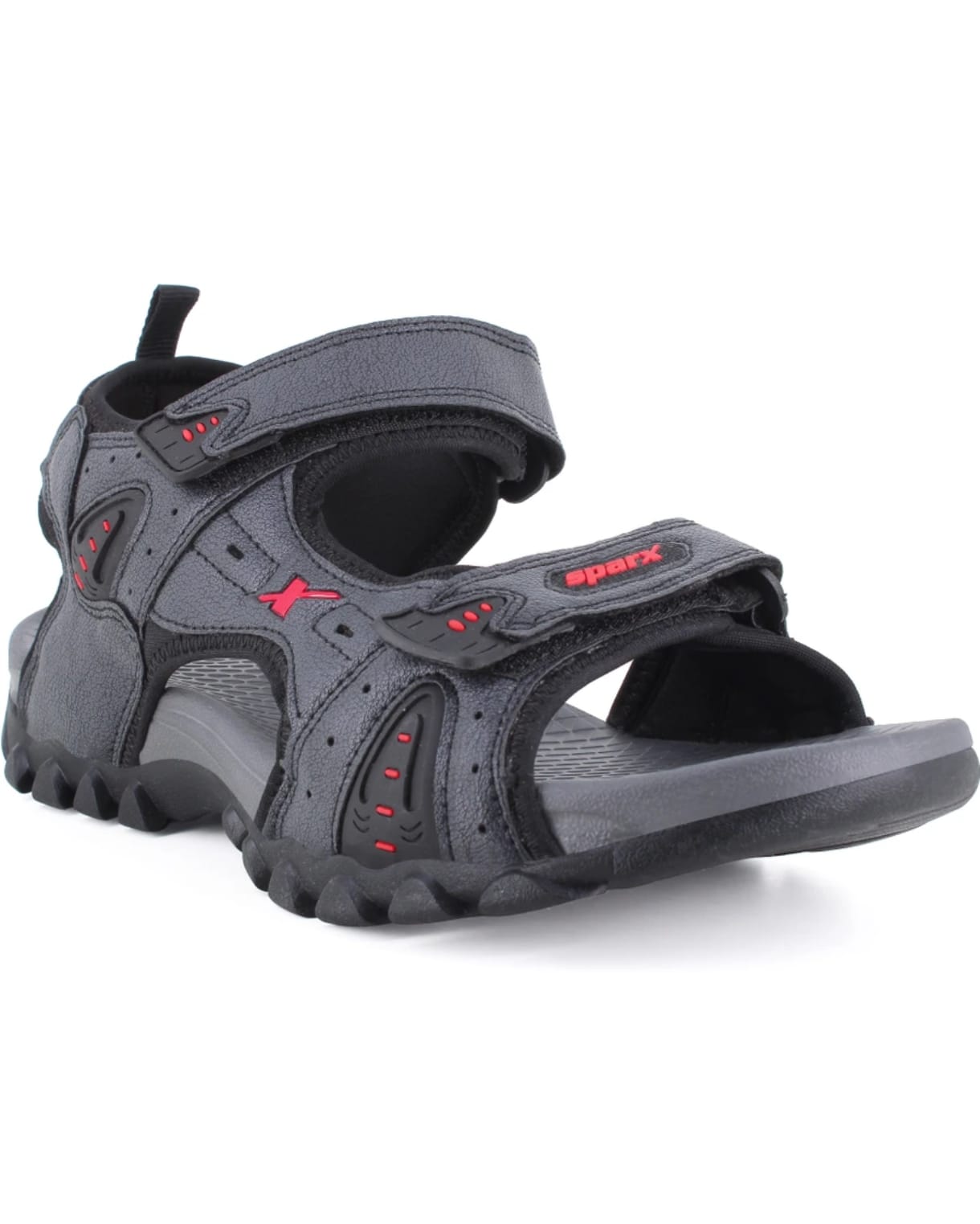 Sparx Men's Dark Grey & Red Rugged Sports Floater Sandals