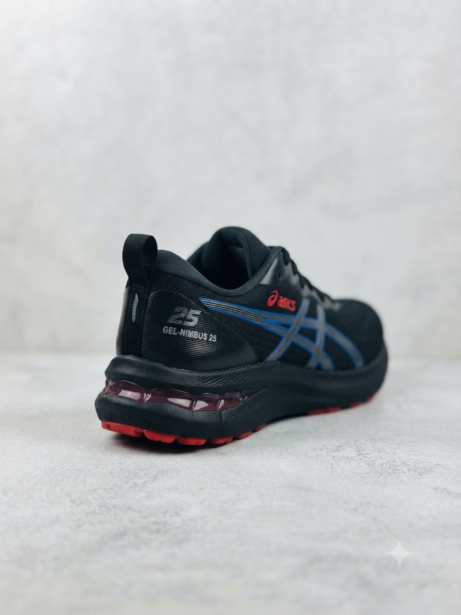 Asics Gel-Nimbus 25 - Black/Blue/Red (Performance Running Shoe)