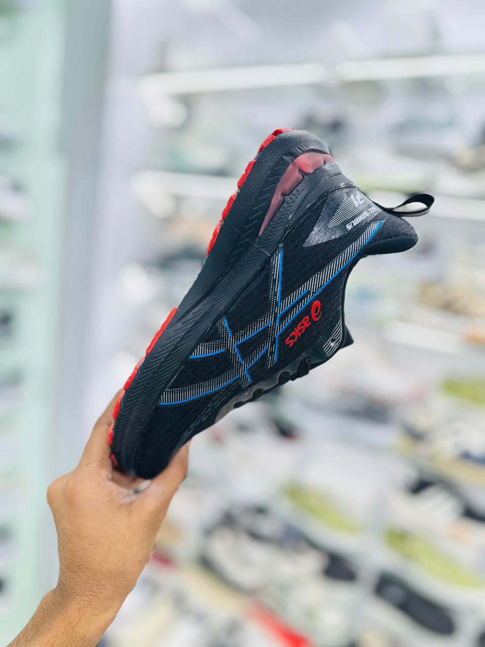 Asics Gel-Nimbus 25 - Black/Blue/Red (Performance Running Shoe)