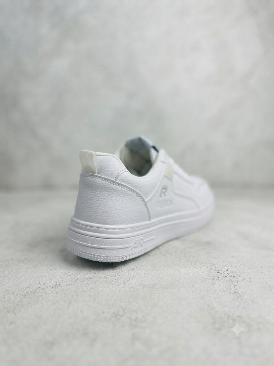 Premium All-White "R FASHION" Classic Court Sneaker