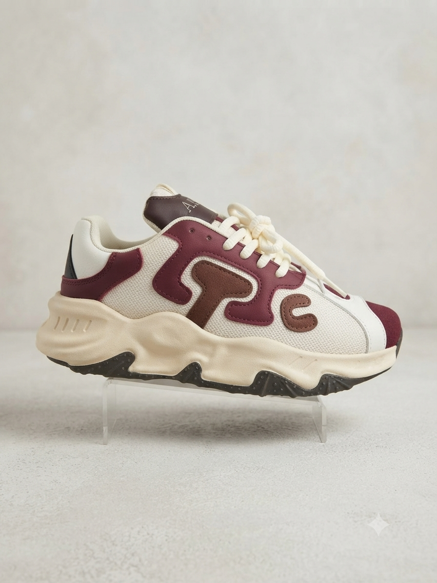 A.P.C. 'Lana' Chunky Sole Sneakers - Cream / Burgundy