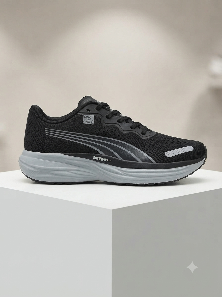 PUMA Velocity NITRO 2 First Mile Men's Running Shoes (Black/Grey)