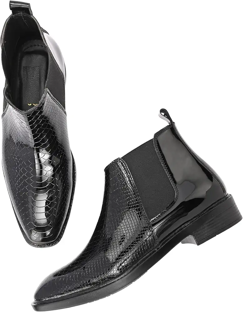 Stylish Chelsea Boots for Men | Textured Ankle Boots | Slip-On Formal & Casual Wear Shoes BOOT_02