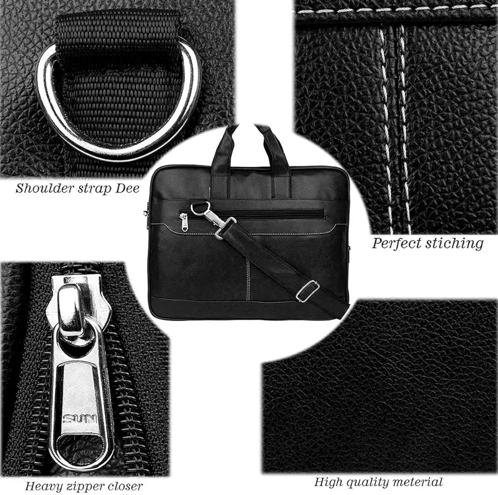 Bagneeds® 14 Inch Laptop Office Bag for Men & Women | Premium Synthetic Leather Business Briefcase | Padded Compartment | Adjustable Shoulder Strap