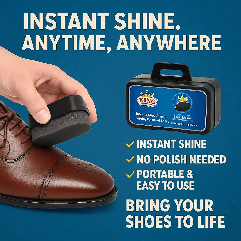 King Instant Shoe Shine Sponge | Quick Shine Express Shiner, All Shoe Colors, Leather Shoe Polish, Travel-Frie…