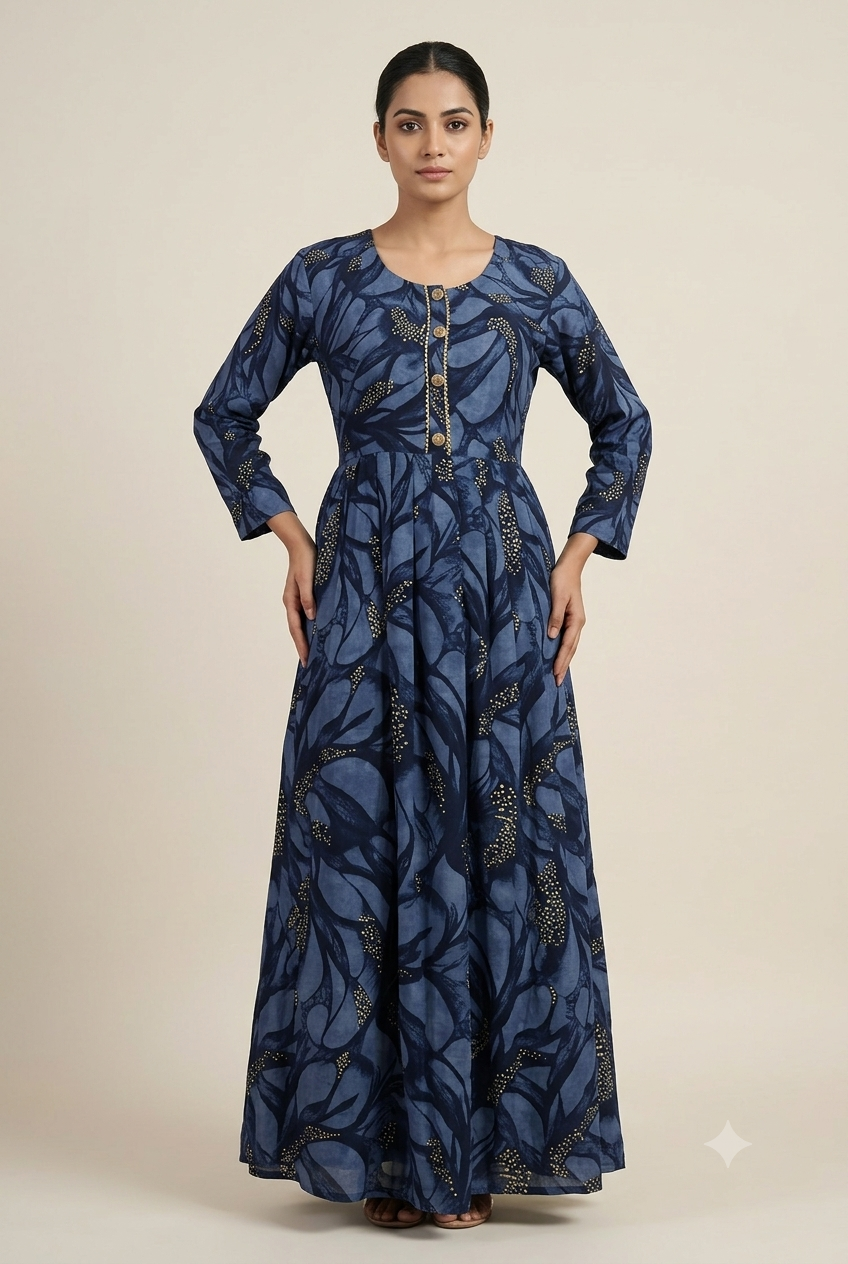 Midnight Blue Botanical Maxi Ensemble
