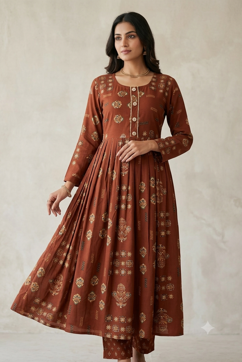 Terra-Cotta Block-Print Heritage Ensemble