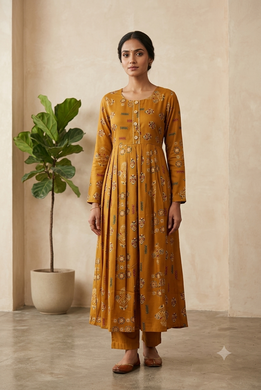 Mustard Yellow Geometric-Print Heritage Set