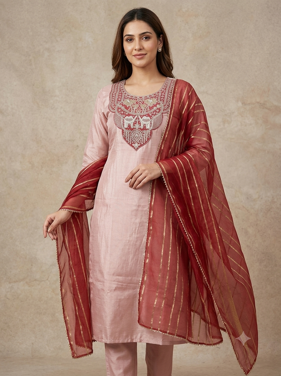 Blush Pink Embroidered Heritage Ensemble