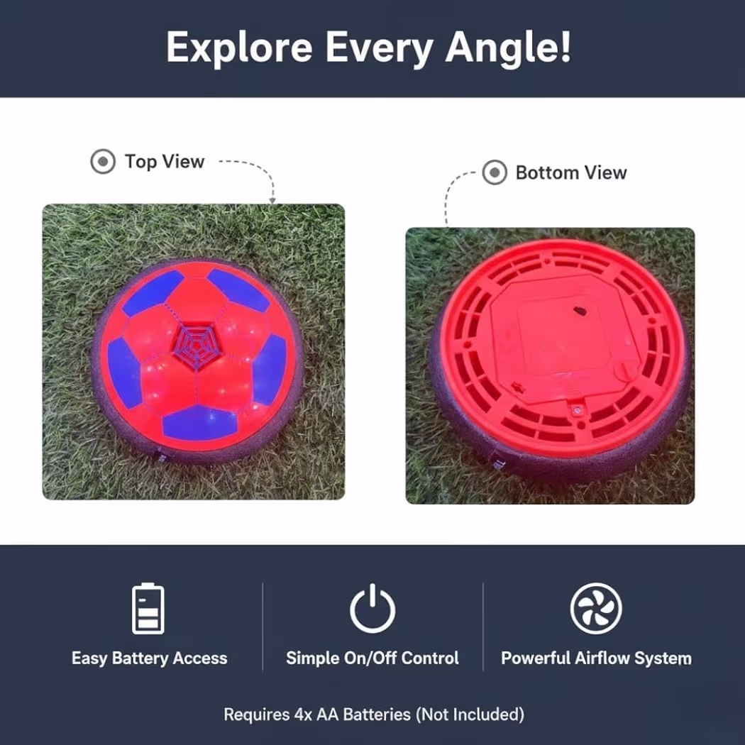 Toy Kingdom Hover Football for Kids | Electric Floating Air Soccer Ball | Indoor Hover Ball Game | Fun & Engaging Play | Birthday Gift for Boys & Girls | Color as Per Stock