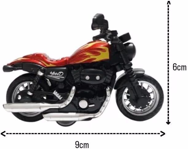 Die-Cast Motorcycle Model Toy with Flame Design (Pack of 2) (Blue+Yellow)
