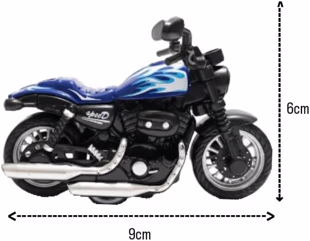 Die-Cast Motorcycle Model Toy with Flame Design (Pack of 2) (Blue+Yellow)