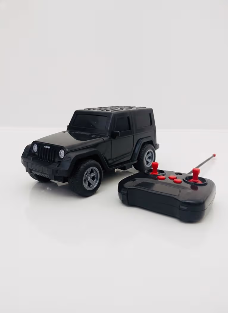 Remote Control 4x2 Off-Road Thar MUV – Ruggged All-Terrain Black Monster Truck with Rechargeable Battery, Music, and High-Speed Actionn