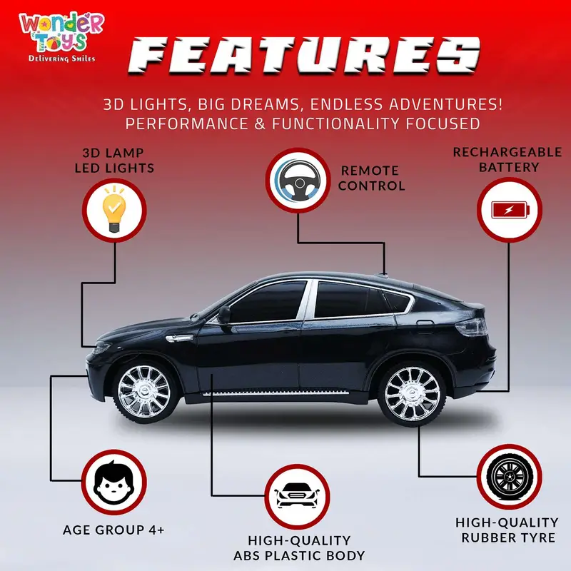 Speed X6 Car Black – Super Racing Car Toy for Kids | Wonder Toys - MT-103