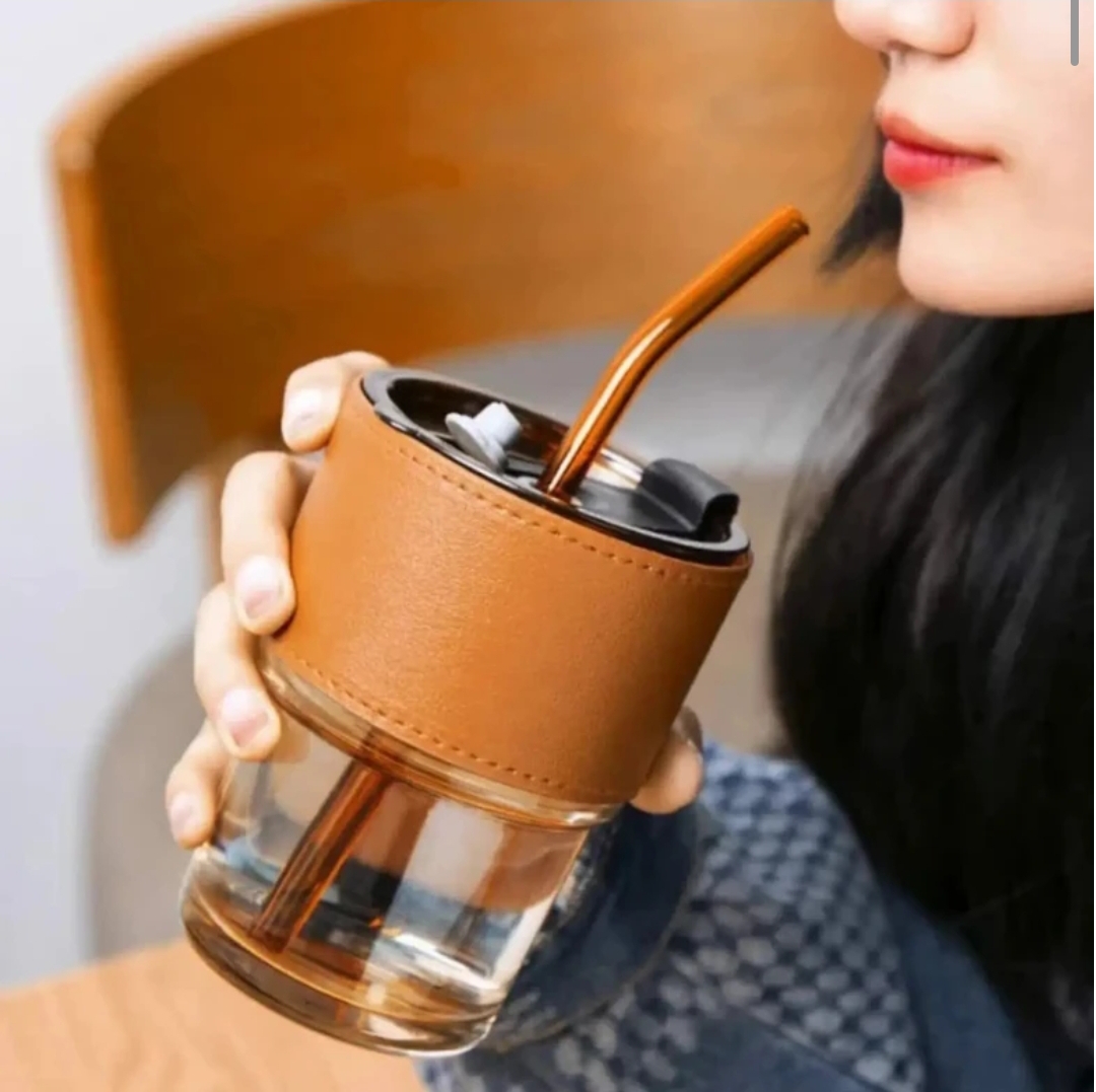 KKK SLUB GLASS FOR COFFEE, DRINKS, HOT CHOCOLATE MADE OF PREMIUM GLASS Glass Coffee Mug (350 ml)
