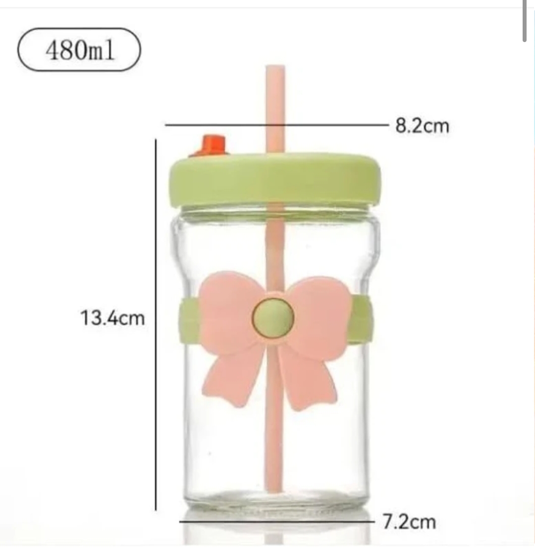 Amafhh's Treat Cute Daisy Flower Mini Glass Tumbler with Pastel Lid Glass Tumbler (350 ml)