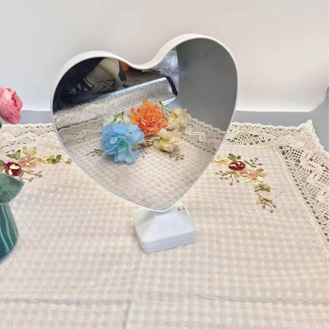 SAJANI Heart Shaped LED Magic Mirror Photo Frame, 2-in-1 Vanity Mirror & Digital Picture Display, LED Light-Up Personalized Picture Decor for Bedroom & Home (Pack of 1) (Magic Mirror