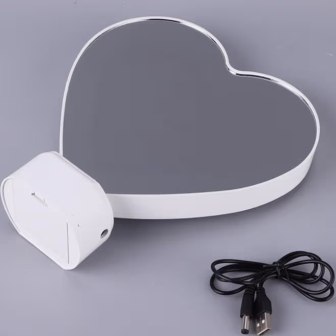 SAJANI Heart Shaped LED Magic Mirror Photo Frame, 2-in-1 Vanity Mirror & Digital Picture Display, LED Light-Up Personalized Picture Decor for Bedroom & Home (Pack of 1) (Magic Mirror