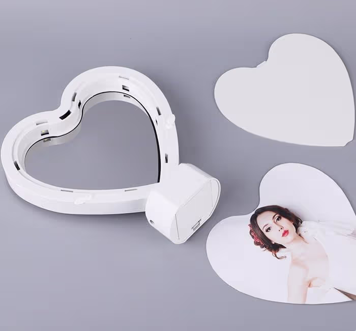 SAJANI Heart Shaped LED Magic Mirror Photo Frame, 2-in-1 Vanity Mirror & Digital Picture Display, LED Light-Up Personalized Picture Decor for Bedroom & Home (Pack of 1) (Magic Mirror