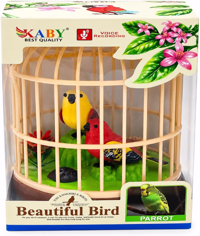 ALVERO Interactive Singing Bird Cage Toy with Voice Recording, Chirping Sounds & Music, Kids, Home & Car Decorative Gift