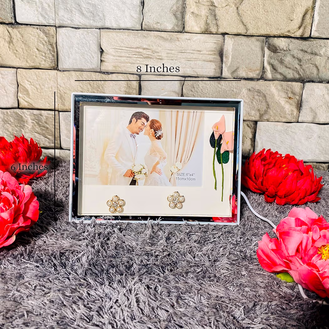 Crystal Photo Frame With LED Light Night Lamp Personalised Gift, Gift Items for Women, Gift for Men | Customized Gifts | Birthday Gift Girlfriend, Kids, Husband, Wife, Boyfriend (6x8 inches Landscape)