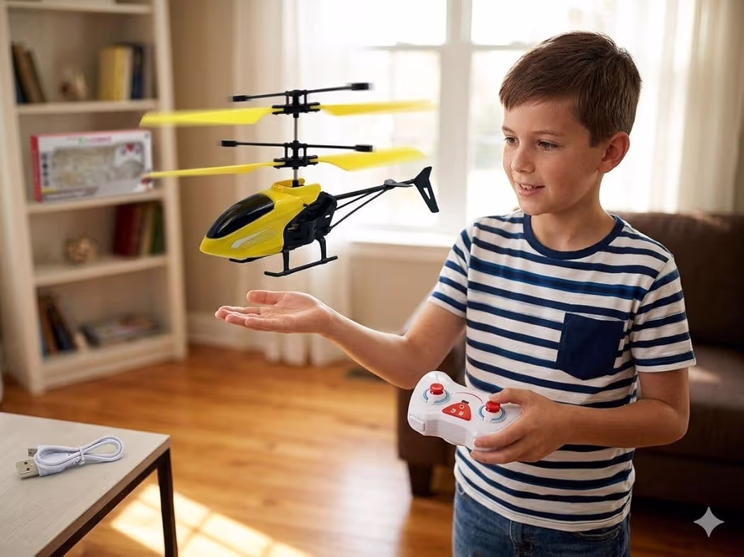 Remote Control Helicopter for Kids | USB Rechargeable RC Helicopter Toy with Controller | Indoor & Outdoor Flying Toy for Boys & Girls | Easy to Fly Drone Helicopter (Yellow)
