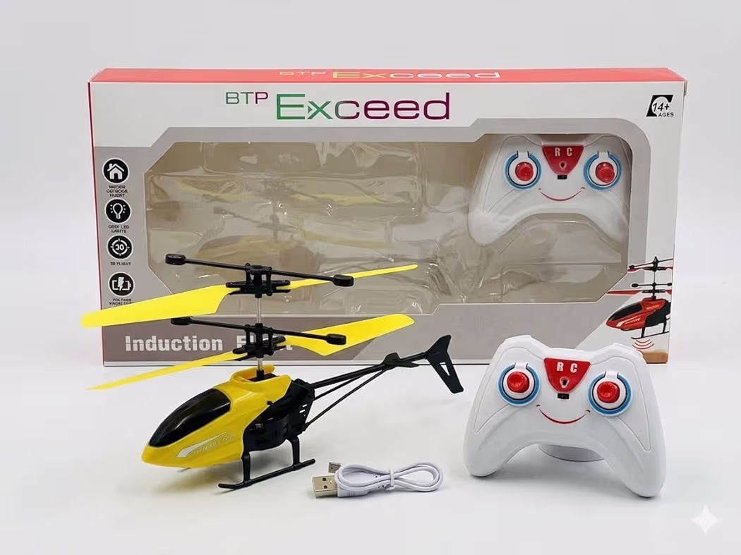 Remote Control Helicopter for Kids | USB Rechargeable RC Helicopter Toy with Controller | Indoor & Outdoor Flying Toy for Boys & Girls | Easy to Fly Drone Helicopter (Yellow)