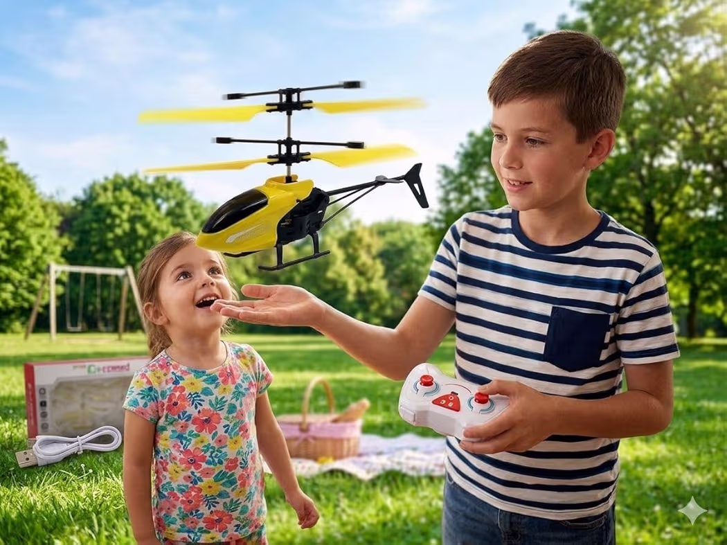 Remote Control Helicopter for Kids | USB Rechargeable RC Helicopter Toy with Controller | Indoor & Outdoor Flying Toy for Boys & Girls | Easy to Fly Drone Helicopter (Yellow)