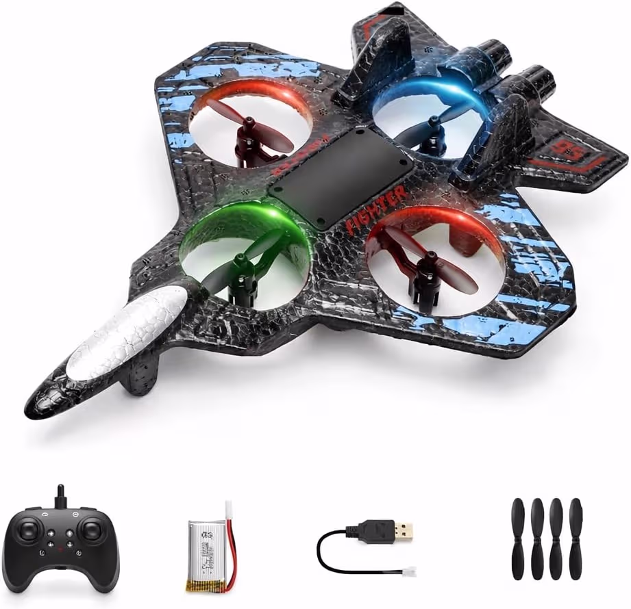 Remote Control Quadcopter Drone with 360-Degree Flip Function, One-Key Controls, Headless Mode, Dual Speed Settings for Indoor Flying, Kids 11+ Years