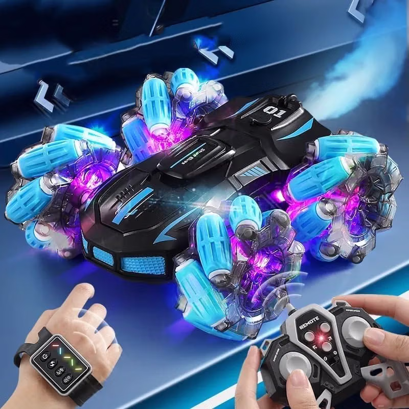 2.4G RC Stunt Car – 4WD Off-Road Drift Crawler with Gesture Sensor, 360° Spins, LED Lights, Music & High-Speed Racing – Remote Control Toy for Kids & Adults Best Gift Product (Blue)