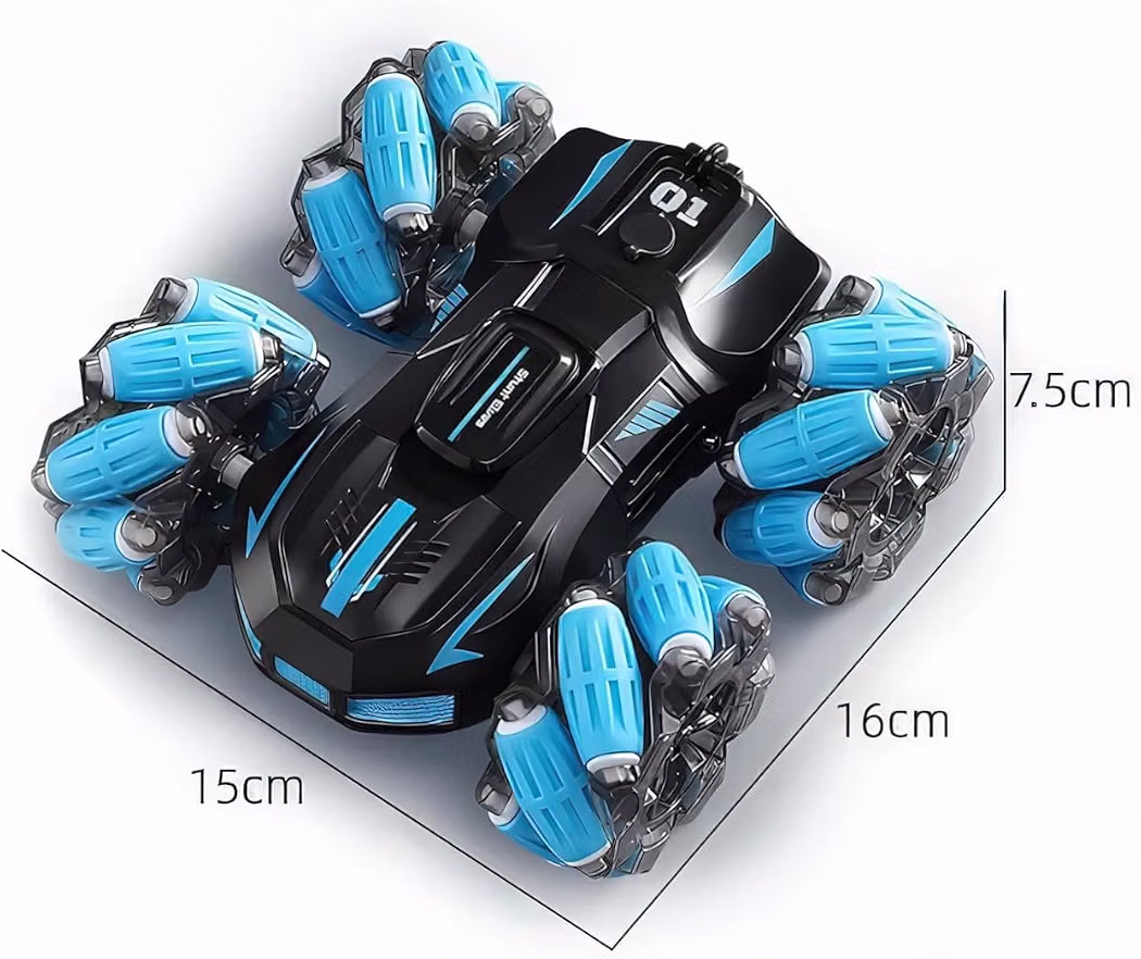 2.4G RC Stunt Car – 4WD Off-Road Drift Crawler with Gesture Sensor, 360° Spins, LED Lights, Music & High-Speed Racing – Remote Control Toy for Kids & Adults Best Gift Product (Blue)