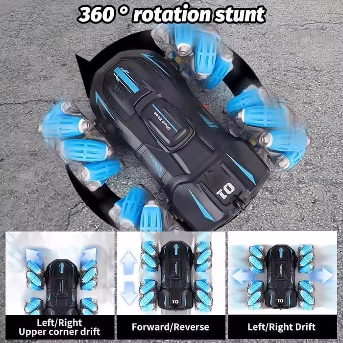 2.4G RC Stunt Car – 4WD Off-Road Drift Crawler with Gesture Sensor, 360° Spins, LED Lights, Music & High-Speed Racing – Remote Control Toy for Kids & Adults Best Gift Product (Blue)