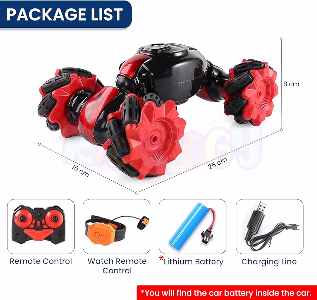 Hand Control Rc Car with Gesture Sensor – 2.4ghz 4WD Drift Stunt Double-Sided Twist Car with Lights & Music | 360° Spinning Off-Road Toy Car for Boys 7-14 (Pack of 1) 67% off