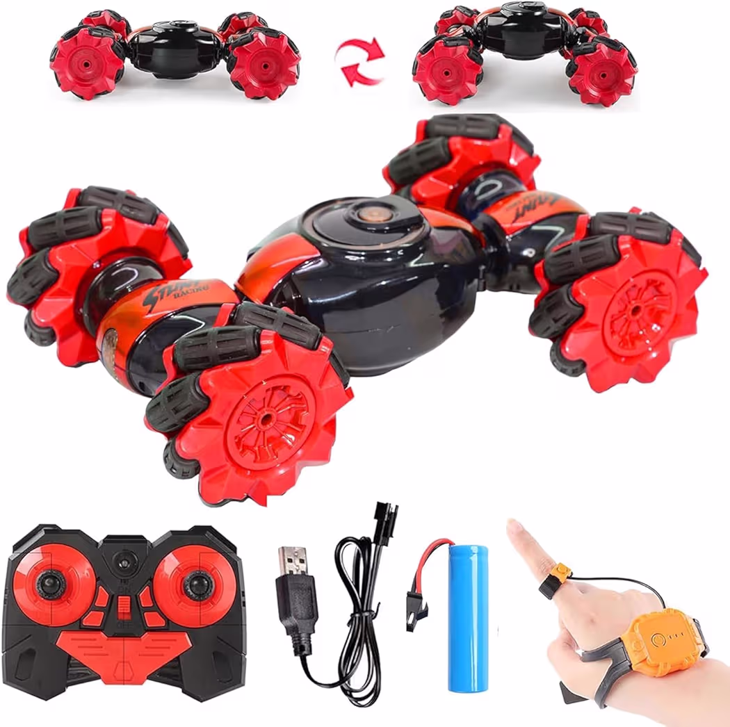 Hand Control Rc Car with Gesture Sensor – 2.4ghz 4WD Drift Stunt Double-Sided Twist Car with Lights & Music | 360° Spinning Off-Road Toy Car for Boys 7-14 (Pack of 1) 67% off