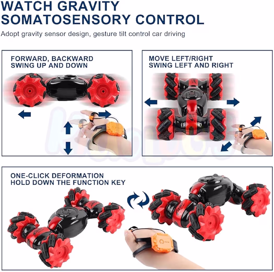 Hand Control Rc Car with Gesture Sensor – 2.4ghz 4WD Drift Stunt Double-Sided Twist Car with Lights & Music | 360° Spinning Off-Road Toy Car for Boys 7-14 (Pack of 1) 67% off