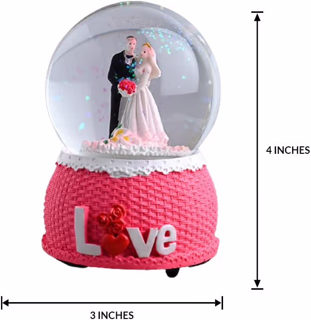 Floweraura Romantic Married Love Couple Snowglobe Showpiece Figurine Valentine's Gift for Girlfriend, Boyfriend, Husband/Wife, Girls & Boys
