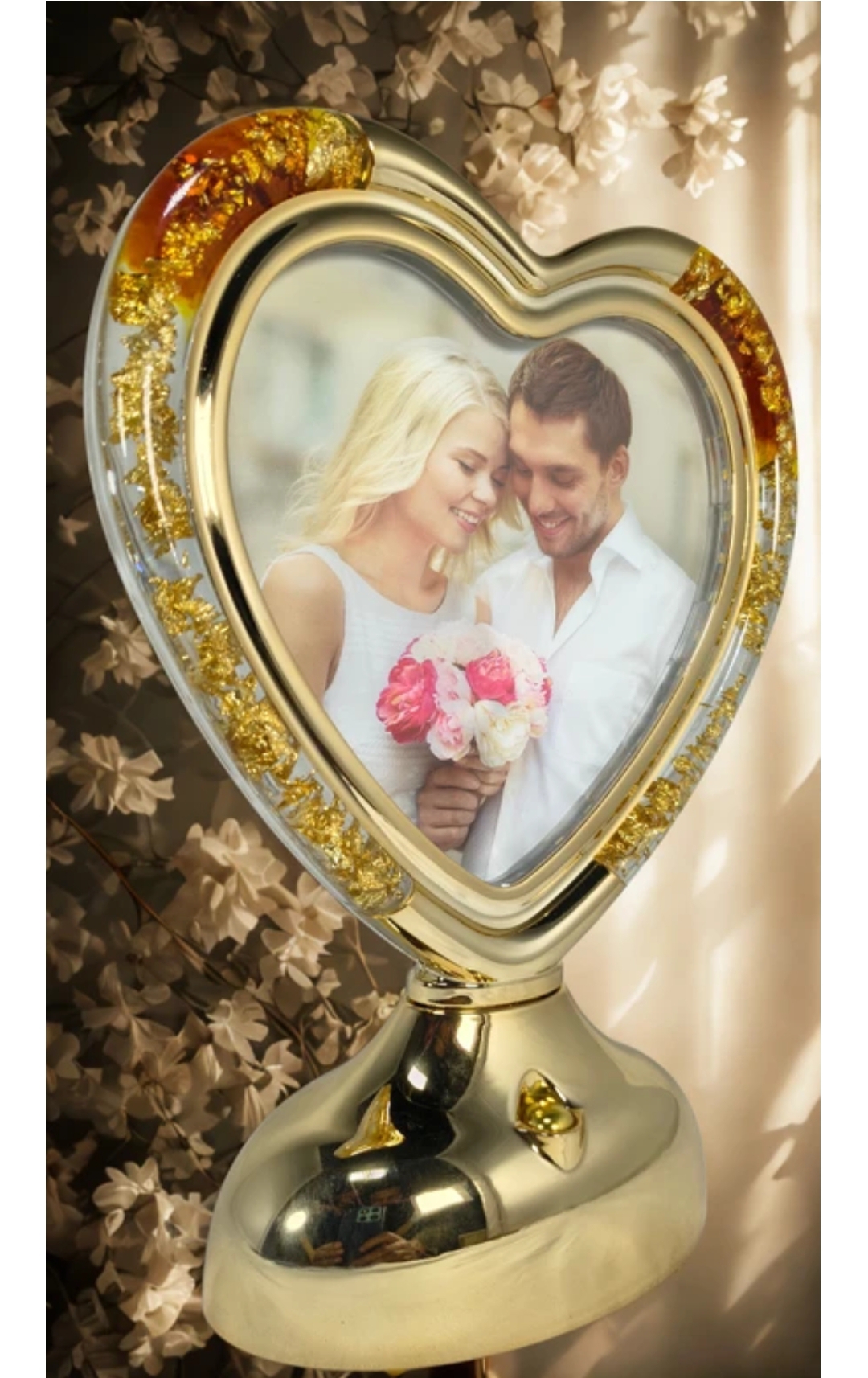 kp giftings LED Photo Frame Table Lamp (2 cm, golden)