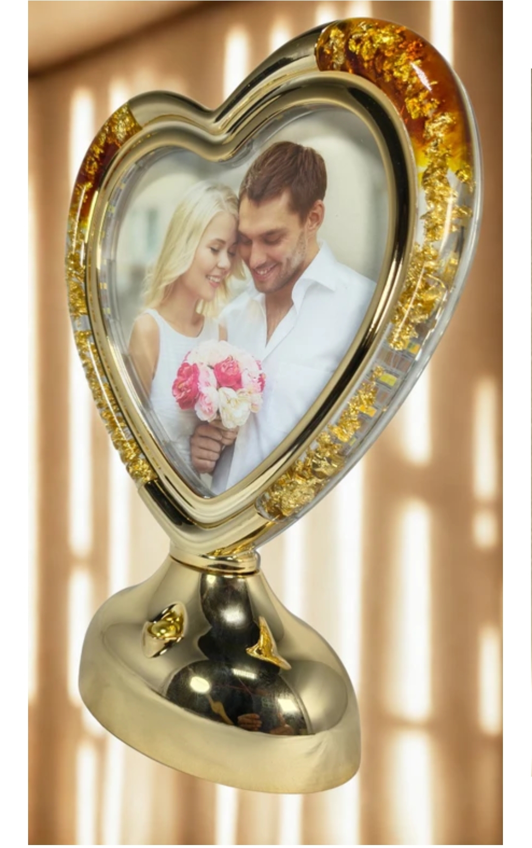 kp giftings LED Photo Frame Table Lamp (2 cm, golden)